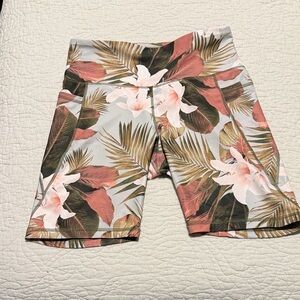 Old Navy Powersoft 8” Floral Bike Shorts - Pink and Green